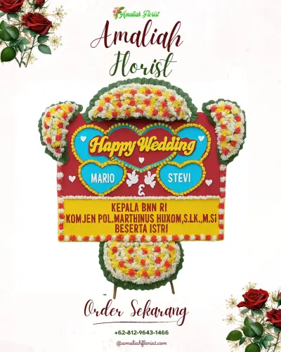 Karangan Papan Bunga Pernikahan di Dermo